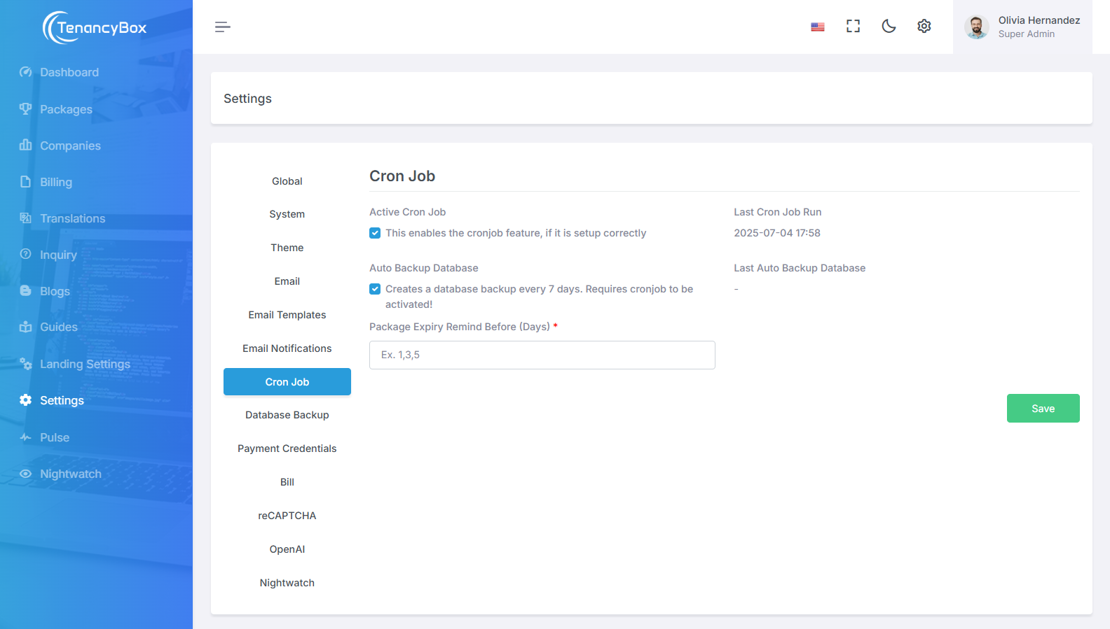 Cron Job Settings