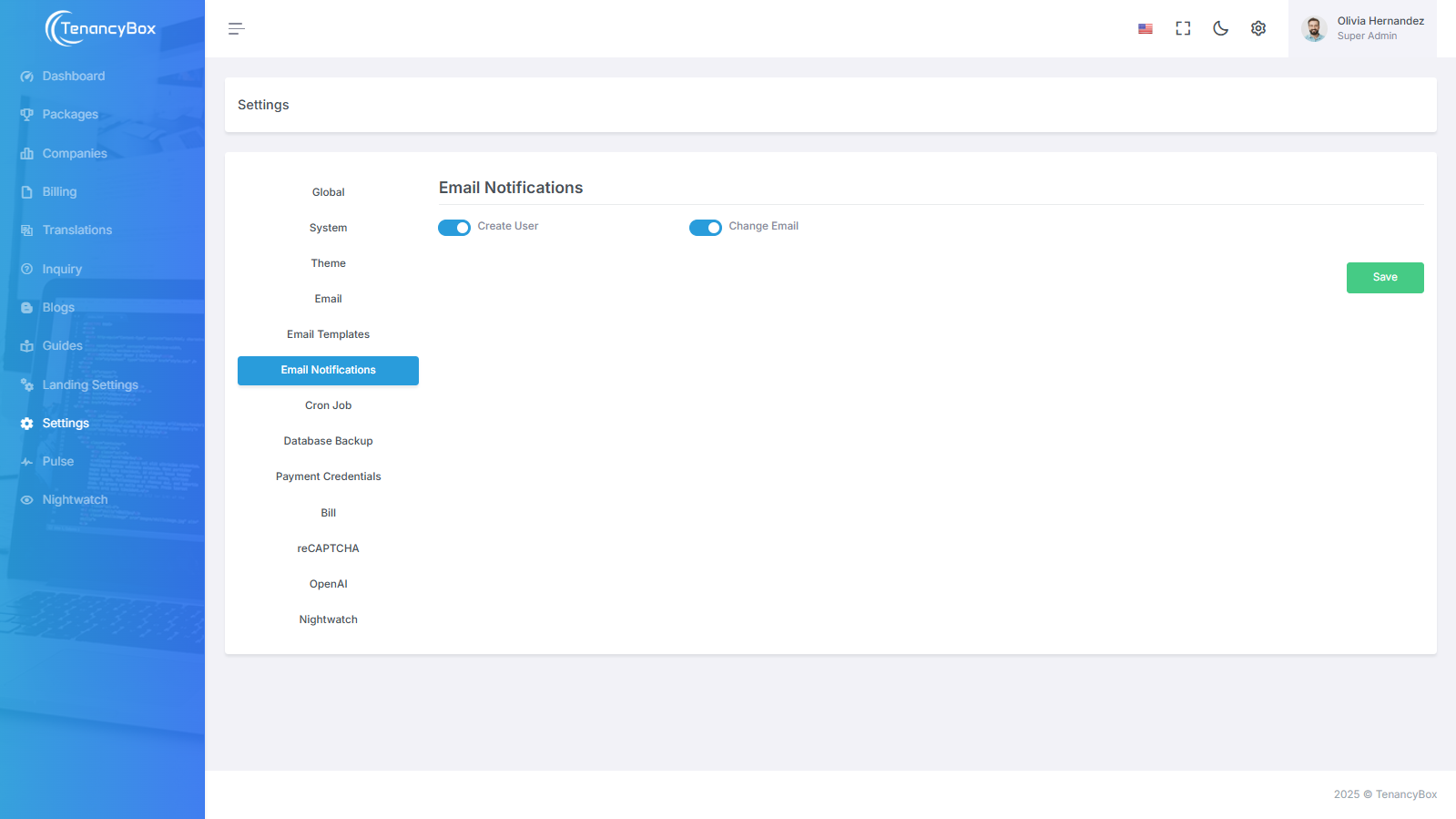 Email Notifications Settings